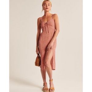 SOLD Abercrombie & Fitch Cinch-Front Midi Dress Dusty Pink - Sz Small